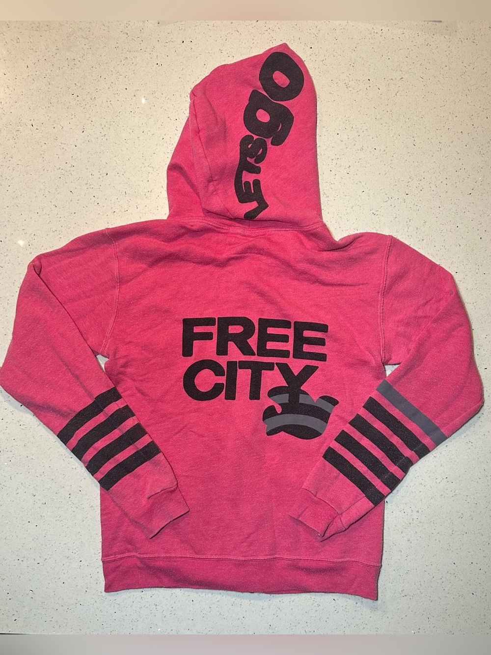 FREECITY vintage Pink “LET’S GO” Zip-Up Hoodie • Size 1 • Y2K / GUC